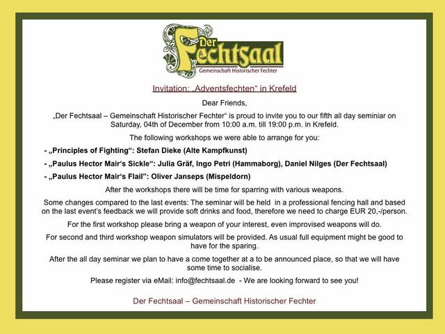 Einladung zum Adventsfechten 2010 Einladung zum Adventsfechten 2010